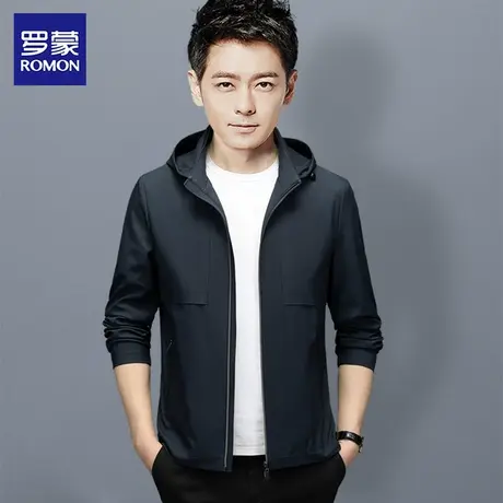 罗蒙夹克男士2023秋季新款中青年可拆卸帽休闲上衣韩版百搭外套男图片