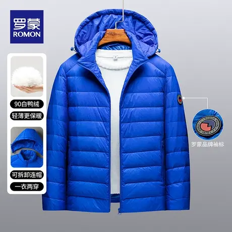 罗蒙中青年加厚保暖连帽羽绒服2023冬季新款时尚休闲短款外套男装图片