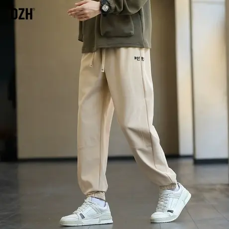 男士米白色休闲裤子男春夏ins潮百搭宽松运动裤束脚秋季新款男裤商品大图