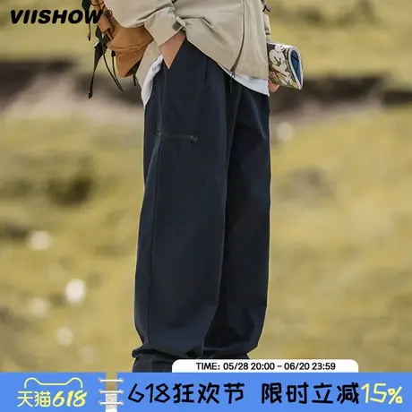 VIISHOW工装裤男日系休闲裤潮牌宽松直筒裤抽绳春秋伞兵机能长裤商品大图