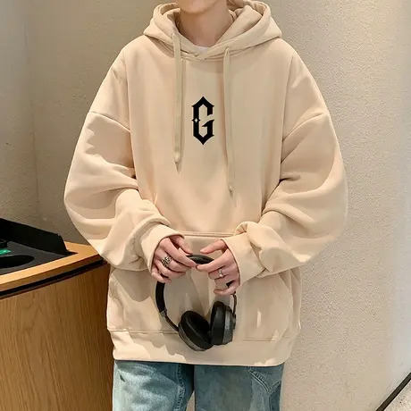 纯棉连帽卫衣男秋冬季新款国潮宽松情侣外套ins美式休闲帽衫上衣商品大图