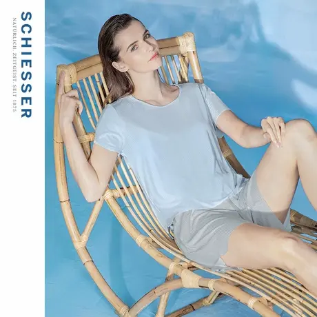 SCHIESSER舒雅女士50S天丝莫代尔3A抗菌抑菌随型裁罗纹短袖T恤图片