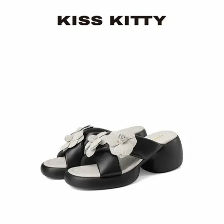 KISSKITTY2025年夏季新款时尚厚底增高拖鞋女百搭蝴蝶结女凉拖鞋商品大图