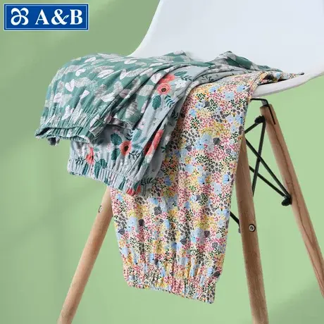 AB睡裤女夏季空调服纯棉长裤中老年薄款大码宽松休闲家居裤可外穿商品大图