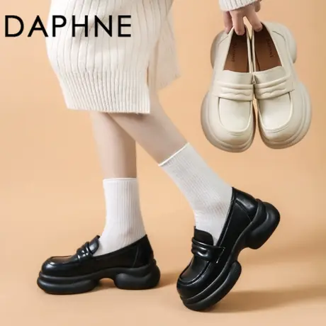 Daphne/达芙妮2025夏季新款厚底乐福鞋女英伦风小皮鞋一脚蹬单鞋图片