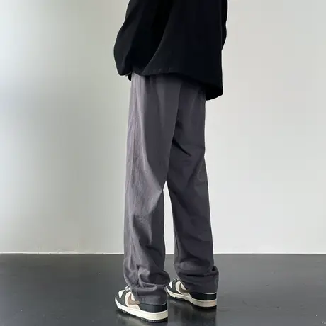 卫裤男长裤新款垂感男士直筒裤男款秋季阔腿裤灰色宽松休闲运动裤图片