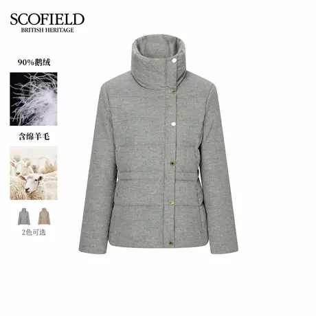【90%鹅绒】Scofield女装轻休闲风立领羽绒服含羊毛2025冬季新品商品大图