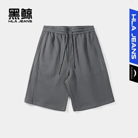 黑鲸HLAJEANS海澜之家旗下潮牌腰间抽绳休闲中裤男款裤子字母印花图片