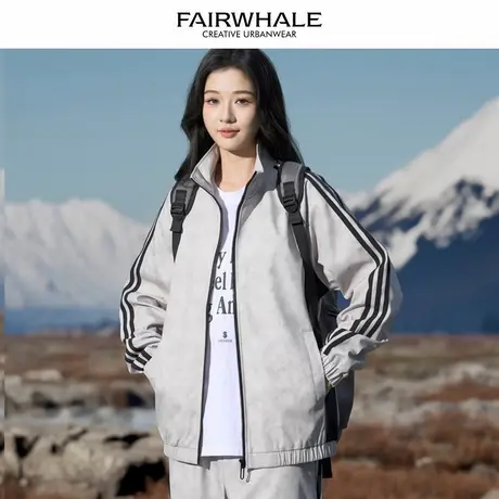 马克华菲美式复古立领夹克外套女2025新款春秋宽松休闲百搭上衣潮图片