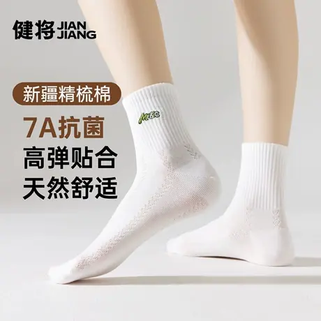 健将女士袜子2025新款秋季抗菌消臭透气长筒棉袜条纹女生纯棉长袜商品大图