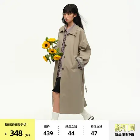【8/25 0点新品9折】omont蛋挞家100棉撞色格纹设计感风衣外套秋商品大图
