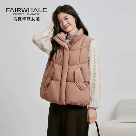 马克华菲轻薄羽绒服马甲女2025新款秋冬季保暖时尚立领白鸭绒外套商品大图