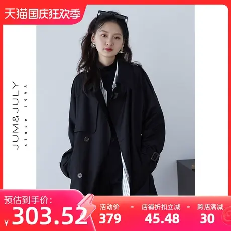 嘉茱莉2023秋季新款小个子短款风衣外套女高级感英伦风休闲外套商品大图