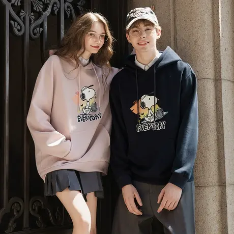 【史努比联名款】唐狮春秋季情侣款卡通印花设计感连帽卫衣TMTA图片