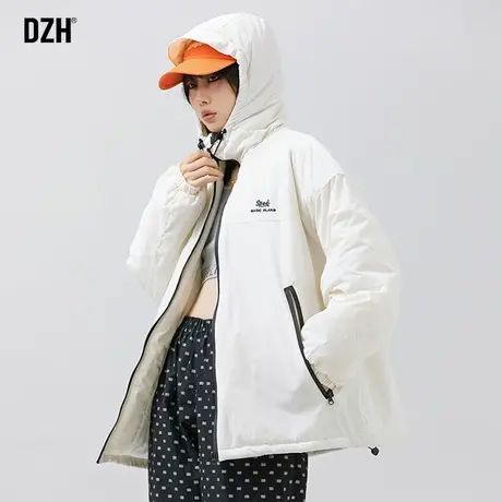 男女同款连帽飞行员棉服男2023新款冬季潮牌棉衣情侣冬装外套商品大图