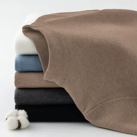 男士毛衣2023新款秋冬季半高领保暖一体绒加厚打底衫中领针织毛衫商品大图