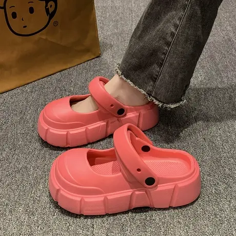 厚底包头半拖鞋女夏外穿2023新款无后跟懒人鞋孕妇踩屎感两穿凉拖图片