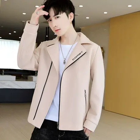 外套男装春秋季潮流翻领短款帅气风衣男生韩版休闲百搭夹克上衣服商品大图