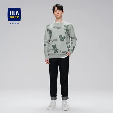 HLA/海澜之家2023Qee联名长袖针织衫含绵羊毛提花套头衫男图片