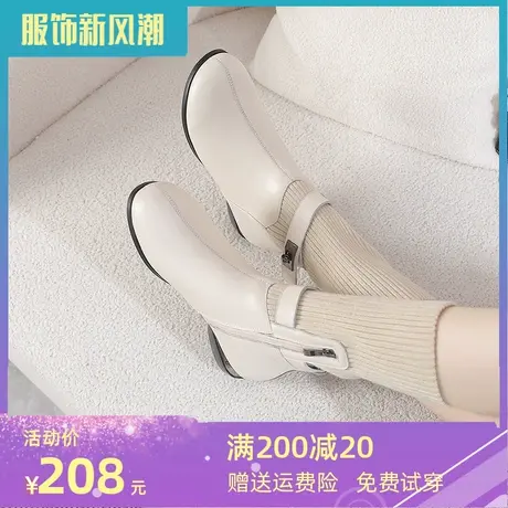 2023冬季新款真皮大码加肥加宽女靴41一43弹力布平底显瘦中筒靴商品大图