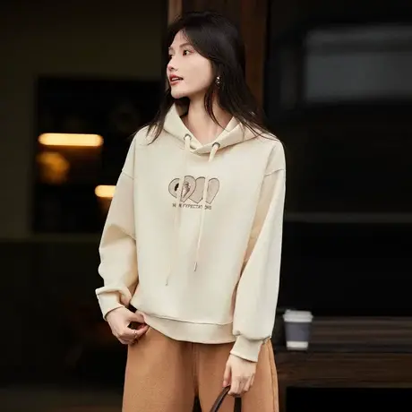 时尚气质通勤休闲卫衣女士2023年秋季新款百搭时尚连帽假上衣商品大图