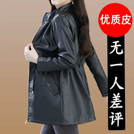 恋上17号黑色皮衣外套女中长款春秋2022秋季新款爆款品牌pu皮风衣图片