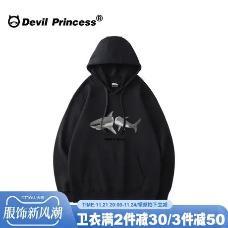 2024新款小众潮牌黑色卫衣女大版街头复古oversize美式高级感外套图片