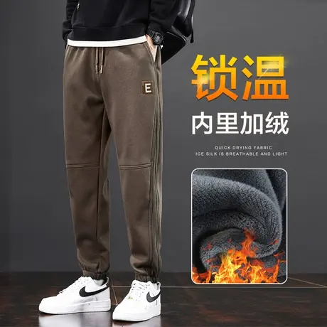冬季男款日系港风宽松束脚运动卫裤秋冬款加绒加厚休闲长裤子男装商品大图