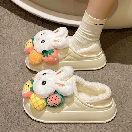 卡通包跟棉拖鞋女冬季2023年新款室内居家加绒加厚底防滑保暖棉鞋商品大图