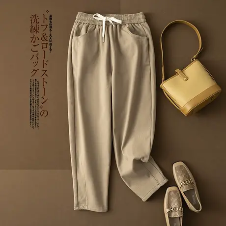 享永子【亦正亦闲 好穿好打理】休闲哈伦裤女加绒加厚秋冬裤子女商品大图