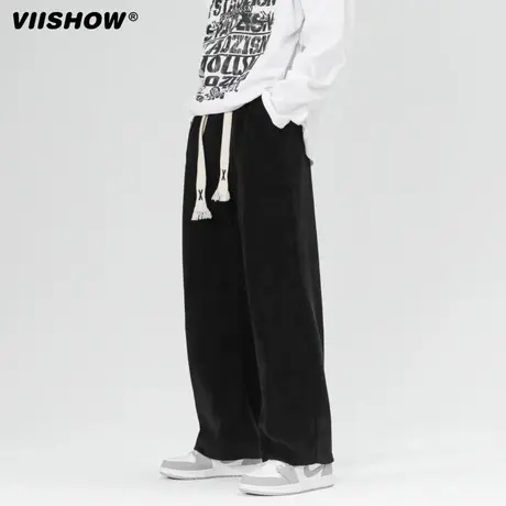 VIISHOW裤子男款秋冬休闲裤男士潮牌运动春秋季学生阔腿直筒长裤商品大图