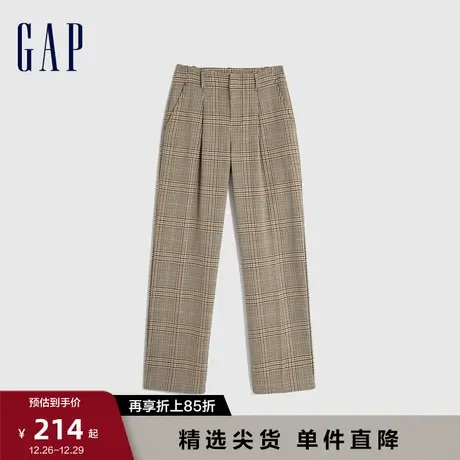 Gap女装秋季复古高腰阔腿格子休闲裤时尚潮流长裤休闲裤793139商品大图