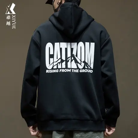 希越美式连帽卫衣男2024春季重磅350g套头衫宽松大码休闲男士外套商品大图