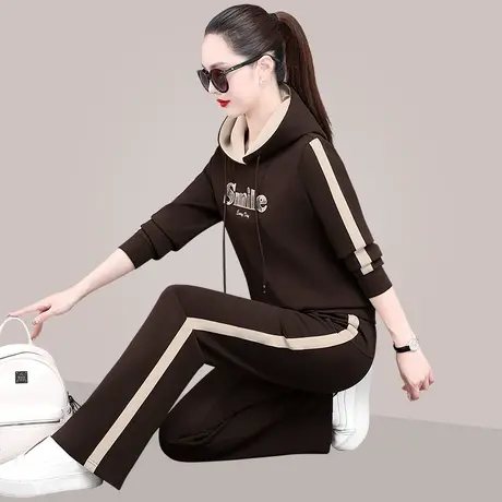 运动卫衣套装女春秋2024年新款时尚休闲连帽上衣直筒裤显瘦两件套图片
