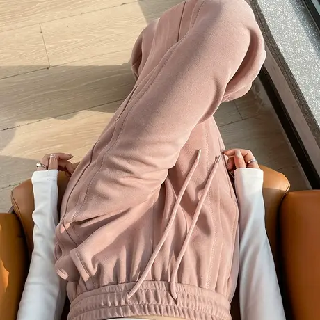 香蕉裤女春秋2024新款高腰垂感宽松抽绳显瘦小个子窄版阔腿运动裤图片