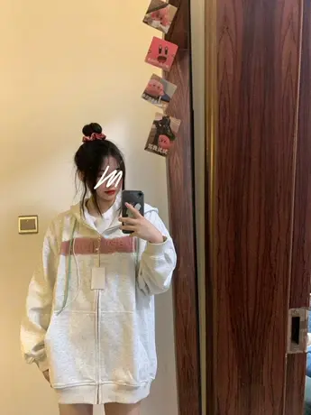 连帽开衫卫衣女oversize小众高街潮牌春秋薄款复古美式高级感外套图片