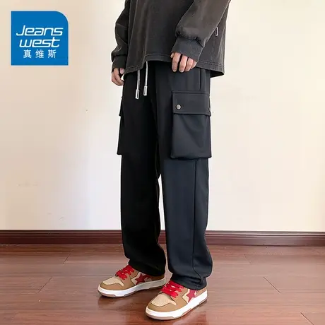 KZ真维斯秋冬季针织工装卫裤男士休闲长裤运动直筒宽松男裤子男装商品大图