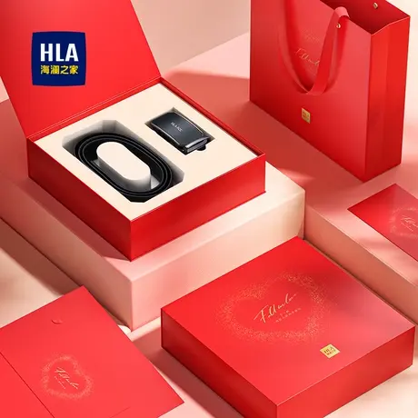 HLA/海澜之家皮带男士真皮2024新款自动扣头层商务腰带礼盒送老公商品大图