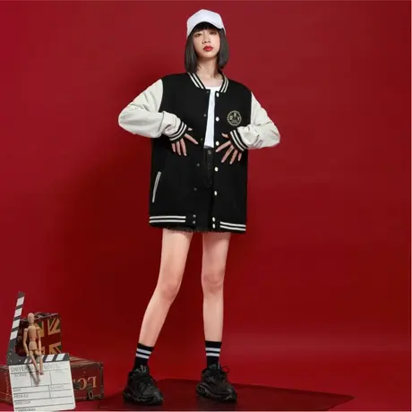 Ohlyah秋冬棒球服女2023新款韩版情侣宽松大码开衫卫衣学生外套潮商品大图