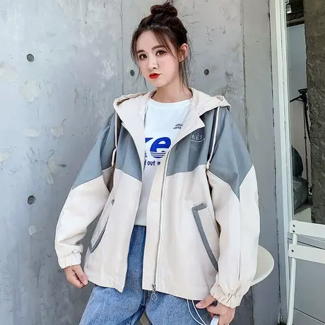 2021新款春秋工装外套女宽松韩版学生连帽薄款复古港味夹克短款潮商品大图