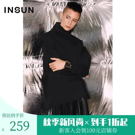 恩裳COVER秋季新款个性高领设计直身百搭型棉质简约毛针织衫图片