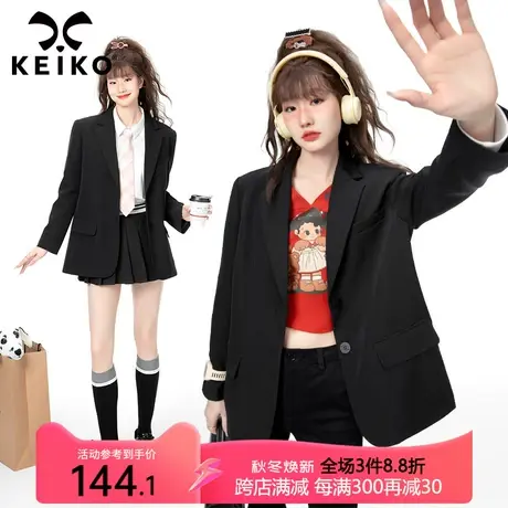 帅气黑色小西装外套女春秋高级感垫肩抗皱显瘦休闲西服职业装商品大图