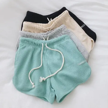 温柔风透气！夏宽松显瘦热裤女韩版百搭纯棉休闲居家运动阔腿短裤商品大图