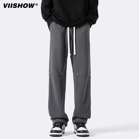 VIISHOW休闲裤男春秋宽松垂坠感直筒拖地裤韩版潮流oversize长裤商品大图