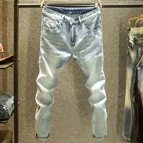 2023新款高端休闲牛仔裤男款修身弹力小脚裤ins潮牌帅气耐磨长裤商品大图