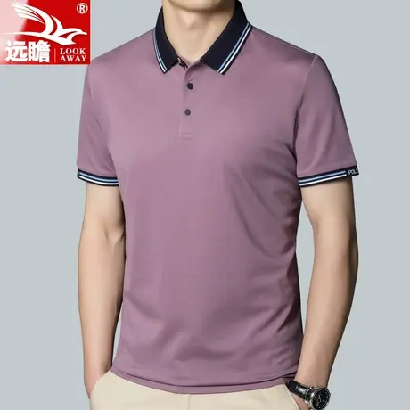 男士短袖t恤男夏季高端2022新款宽松男装薄款纯色polo衫上衣男款商品大图