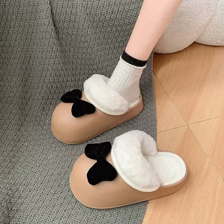 秋季毛毛拖鞋可爱高级感外穿2023年新款面包鞋女学生厚底包头棉拖商品大图