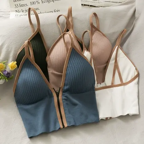 小吊带背心女带胸垫内搭外穿U型美背文胸一体内衣打底抹胸上衣夏商品大图