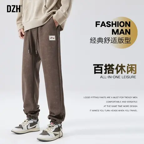 男士美式束脚卫裤男春秋季2024新款休闲运动裤篮球裤长裤子针织裤商品大图