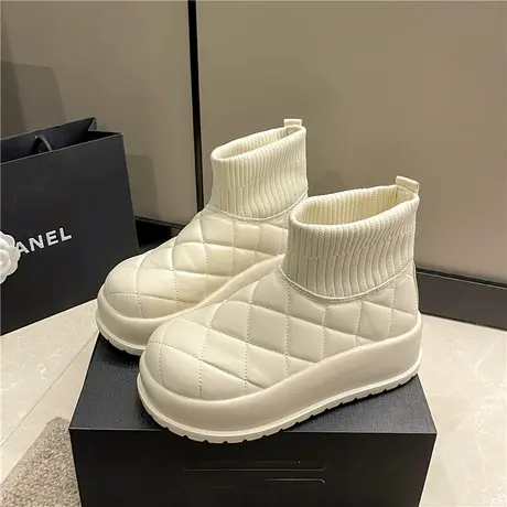 雪地靴女款冬季加绒加厚保暖东北大棉鞋皮面防水零下40度防寒厚底商品大图